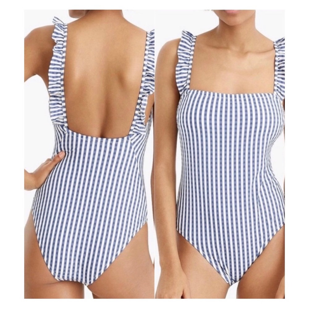J.Crew seersucker one-piece swimsuit, size 6, New!